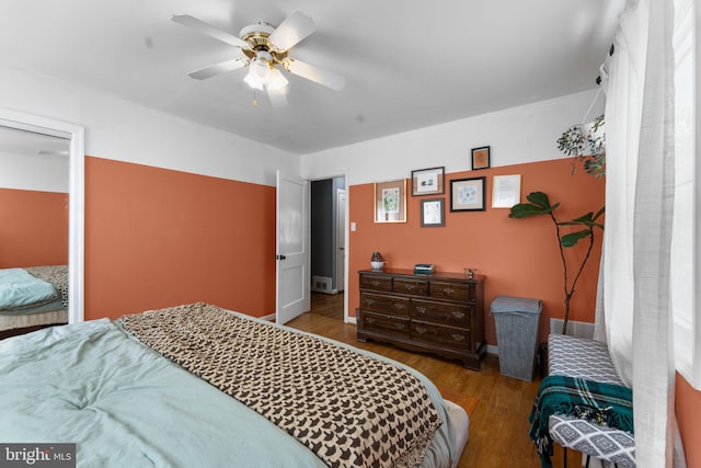6807 Radcliffe Dr, Alexandria, VA 22307 - bedroom featuring wood finished floors, a ceiling fan, and baseboards
