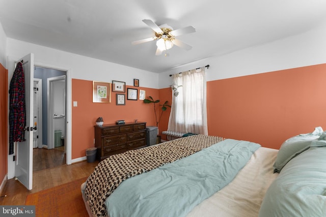 6807 Radcliffe Dr, Alexandria, VA 22307 - bedroom with wood finished floors, baseboards, and a ceiling fan