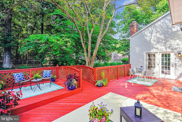 19802 Shady Brook Way, Gaithersburg, MD 20879 - wooden terrace with outdoor dining area and french doors