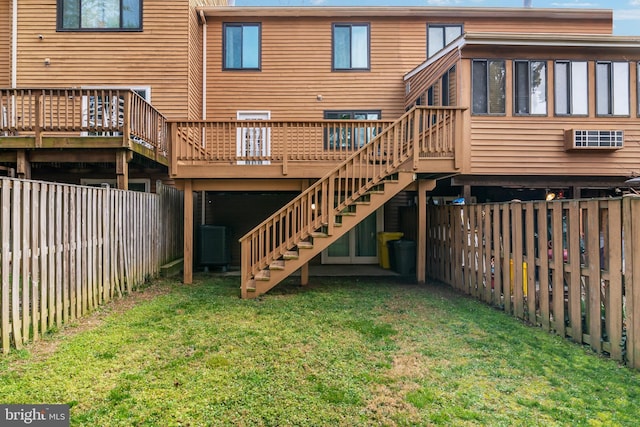 1324 Hazel Nut Ct, Annapolis, MD 21409 - rear view of property featuring stairway, a deck, and central AC unit