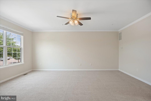 126 Backstretch Way, Prince Frederick, MD 20678 - spare room featuring ornamental molding, baseboards, ceiling fan, and carpet flooring