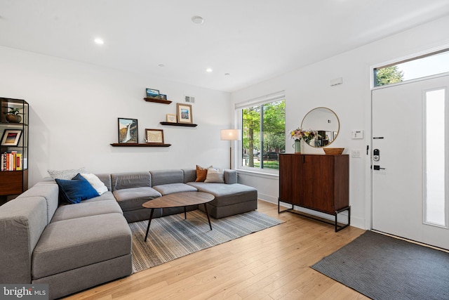 2206 E Fletcher St, Philadelphia, PA 19125 - living area featuring light wood-style floors and recessed lighting