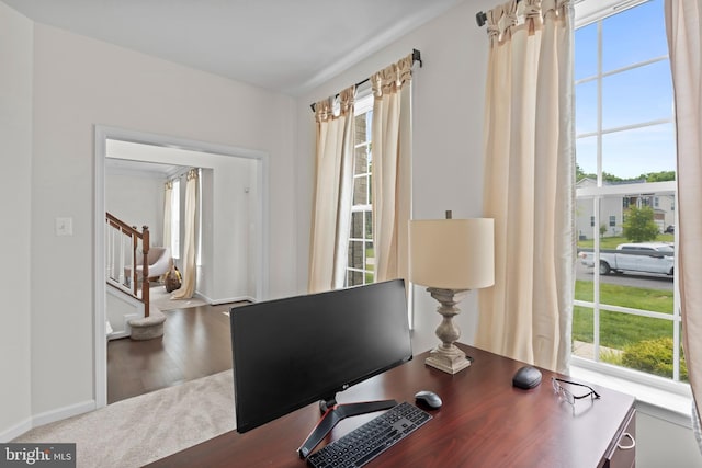 12916 Steam Mill Farm Dr, Brandywine, MD 20613 - home office with plenty of natural light, wood finished floors, and baseboards