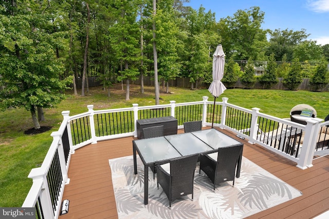 12916 Steam Mill Farm Dr, Brandywine, MD 20613 - wooden deck featuring outdoor dining space and view of scattered trees