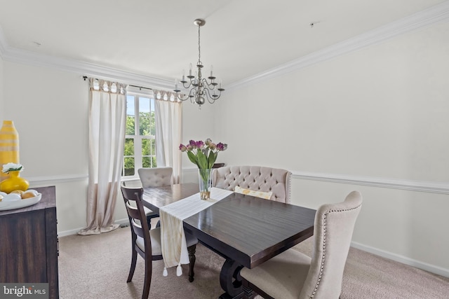 12916 Steam Mill Farm Dr, Brandywine, MD 20613 - carpeted dining room featuring a chandelier, baseboards, and crown molding