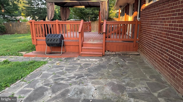 7209 Halifax Pl, Springfield, VA 22150 - deck featuring a fenced backyard, a patio area, and a gazebo