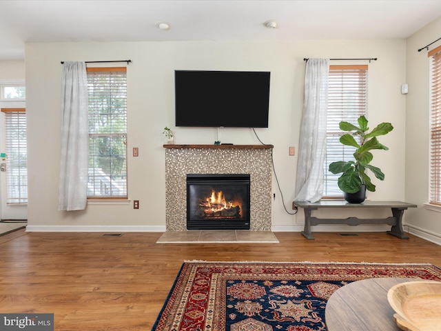 6040 Gayleburg Pl, Gainesville, VA 20155 - living room with wood finished floors, a fireplace, and healthy amount of natural light