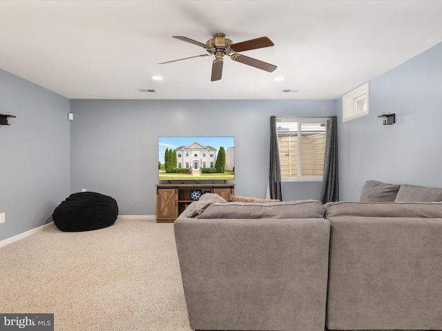 6040 Gayleburg Pl, Gainesville, VA 20155 - carpeted living room with ceiling fan, baseboards, and recessed lighting