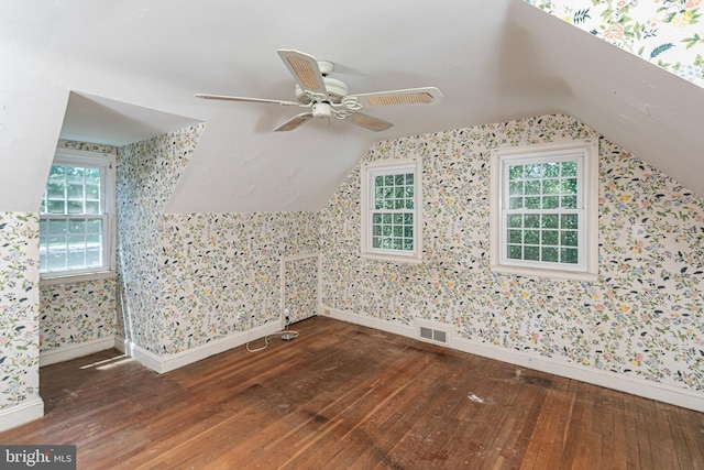 100 Carson Rd, Princeton, NJ 08540 - additional living space featuring hardwood / wood-style floors, a ceiling fan, lofted ceiling, baseboards, and healthy amount of natural light