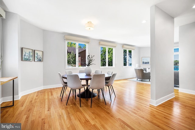 3442 Rockway Ave, Annapolis, MD 21403 - dining room with light wood finished floors, baseboards, and recessed lighting