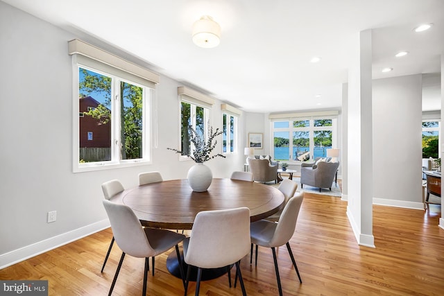 3442 Rockway Ave, Annapolis, MD 21403 - dining space featuring baseboards, light wood-style floors, and recessed lighting