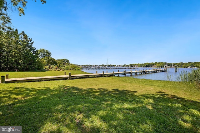 3442 Rockway Ave, Annapolis, MD 21403 - view of green lawn with a water view and a dock