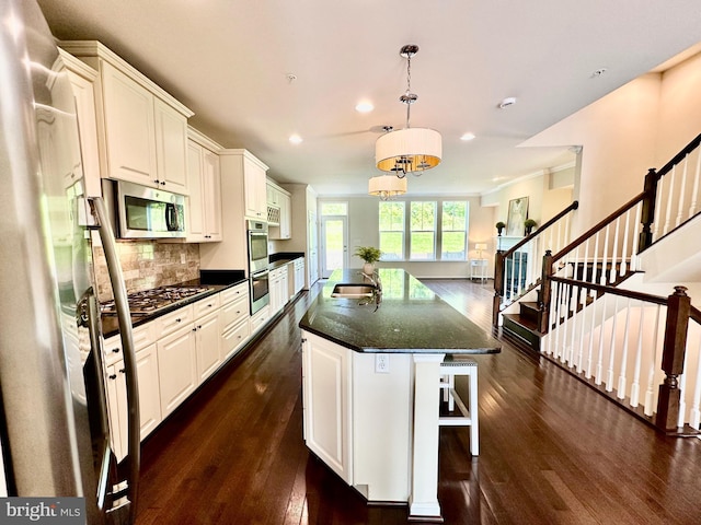6967 Country Club Ter, New Market, MD 21774 - kitchen featuring a sink, appliances with stainless steel finishes, dark wood-type flooring, recessed lighting, and tasteful backsplash