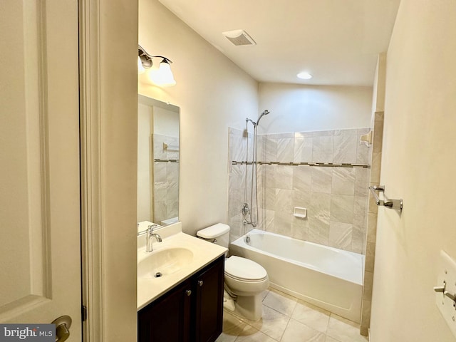 6967 Country Club Ter, New Market, MD 21774 - bathroom with toilet, vanity, bathing tub / shower combination, and tile patterned floors