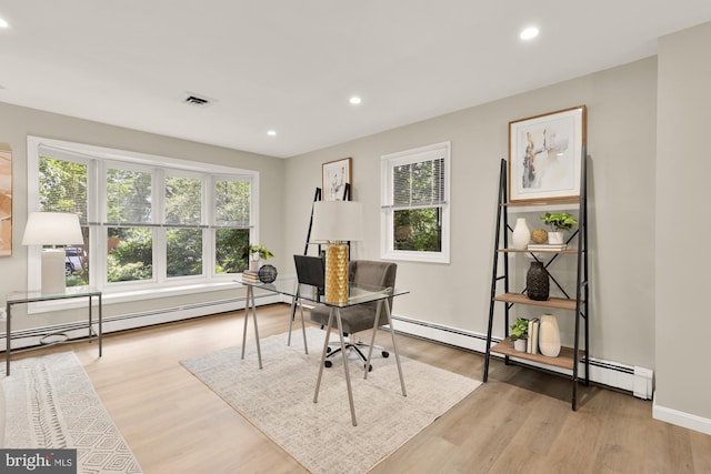 5404 Nedra Ave, Alexandria, VA 22310 - office space featuring healthy amount of natural light, wood finished floors, recessed lighting, baseboards, and a baseboard radiator