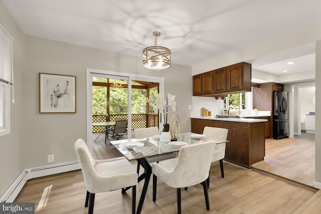 5404 Nedra Ave, Alexandria, VA 22310 - dining area featuring light wood finished floors and a chandelier
