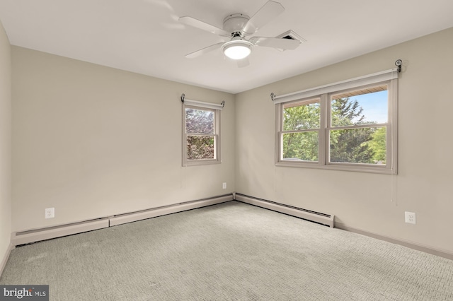 5404 Nedra Ave, Alexandria, VA 22310 - carpeted spare room with a ceiling fan, baseboards, and a baseboard heating unit