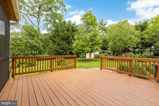 5404 Nedra Ave, Alexandria, VA 22310 - wooden terrace with a yard and view of wooded area
