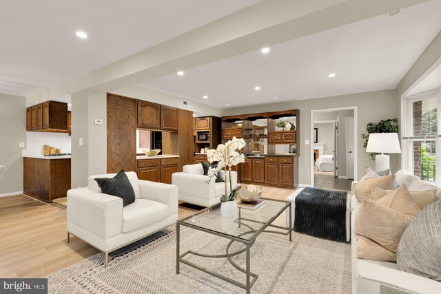 5404 Nedra Ave, Alexandria, VA 22310 - living room with light wood-style floors, recessed lighting, and baseboards