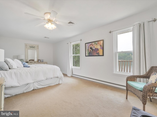 2054 Buckskin Cv, Auburn, PA 17922 - bedroom featuring baseboard heating, carpet, and ceiling fan