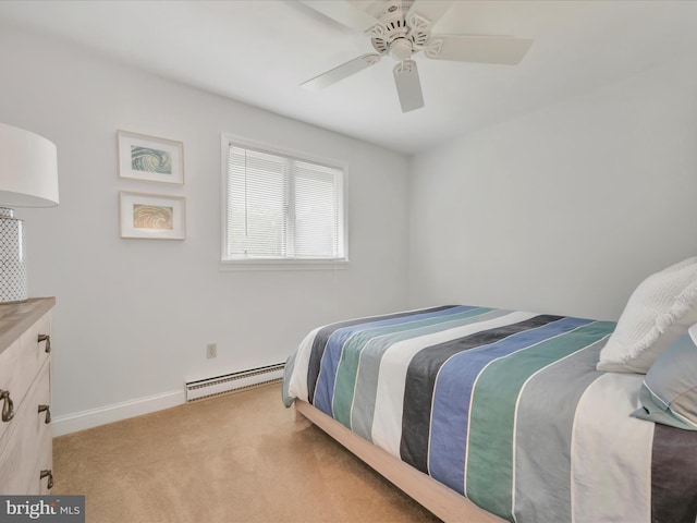 2054 Buckskin Cv, Auburn, PA 17922 - bedroom featuring a baseboard heating unit, carpet flooring, baseboards, and a ceiling fan