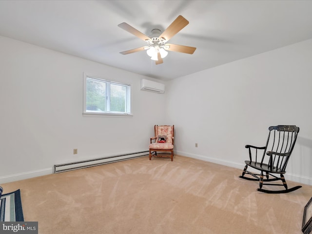 2054 Buckskin Cv, Auburn, PA 17922 - unfurnished room with baseboard heating, a wall unit AC, carpet, and a ceiling fan