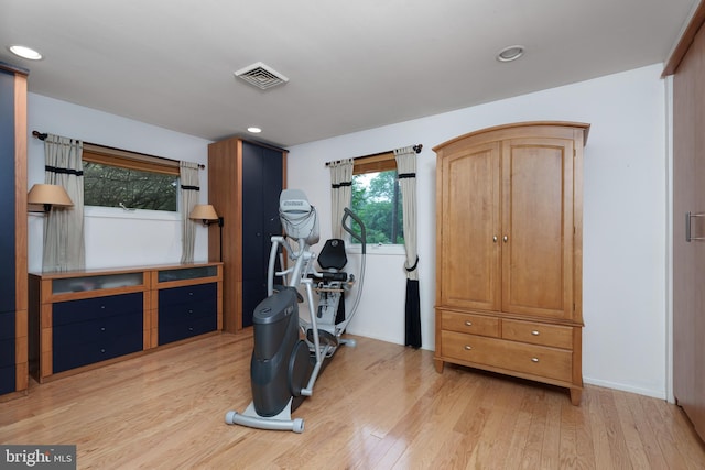 84 Cuyler Rd, Princeton, NJ 08540 - exercise room with light wood-style floors and recessed lighting