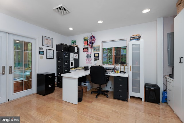 84 Cuyler Rd, Princeton, NJ 08540 - office with plenty of natural light, recessed lighting, light wood-type flooring, and french doors