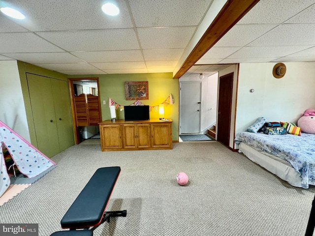 701 25th St, Huntingdon, PA 16652 - carpeted bedroom with a paneled ceiling
