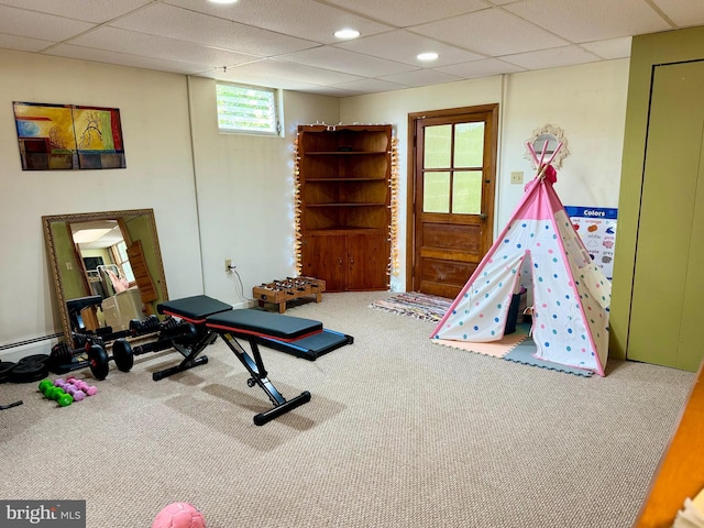 701 25th St, Huntingdon, PA 16652 - exercise room with carpet floors, a drop ceiling, and recessed lighting