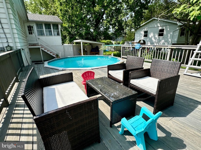 701 25th St, Huntingdon, PA 16652 - view of swimming pool with a deck, stairway, and a sunroom