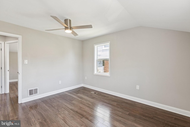844 51st St NE, Washington, DC 20019 - empty room with a ceiling fan, wood finished floors, baseboards, and lofted ceiling