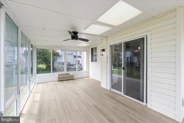 21788 Regents Park Cir, Sterling, VA 20166 - unfurnished sunroom featuring a ceiling fan and a wall mounted air conditioner