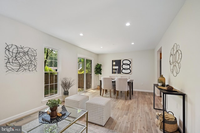 5836 Wood Poppy Ct, Burke, VA 22015 - living room with light wood finished floors, recessed lighting, and baseboards