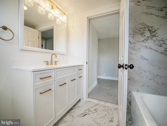 1200 First Ave, Media, PA 19063 - bathroom with marble look tiles and vanity