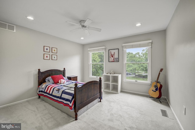 3 Monroe Ct, Plainsboro, NJ 08536 - carpeted bedroom with baseboards, recessed lighting, and a ceiling fan