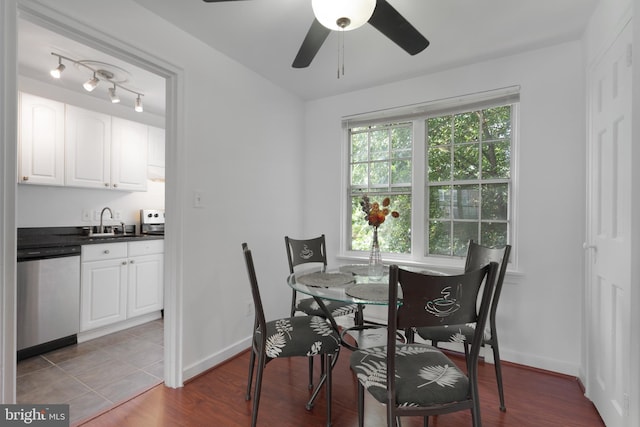 211 E Glebe Rd Unit C, Alexandria, VA 22305 - dining space with ceiling fan, baseboards, and wood finished floors