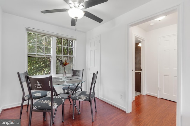 211 E Glebe Rd Unit C, Alexandria, VA 22305 - dining area with wood finished floors, ceiling fan, and baseboards