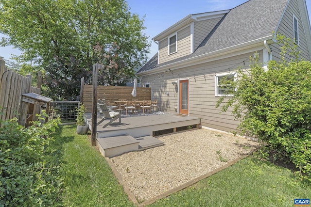 1012 Locust Ln, Charlottesville, VA 22901 - rear view of house with a wooden deck and roof with shingles