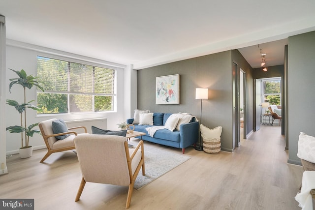 6631 Wakefield Dr Unit 209, Alexandria, VA 22307 - living area featuring light wood-style floors and baseboards