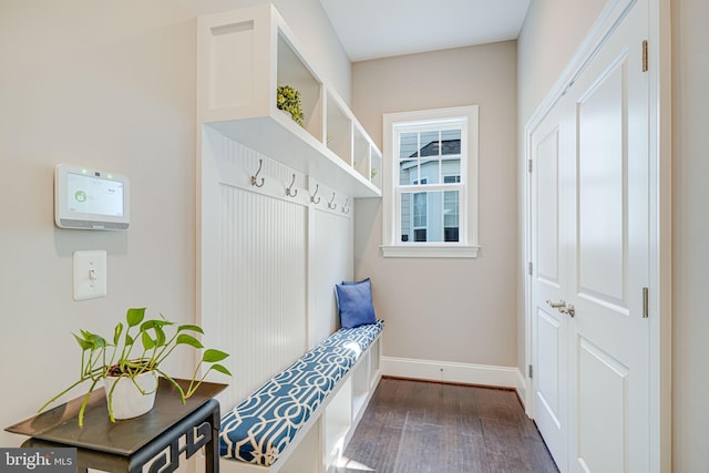 6513 Manor Ridge Ct, Falls Church, VA 22043 - mudroom featuring baseboards and dark wood-type flooring