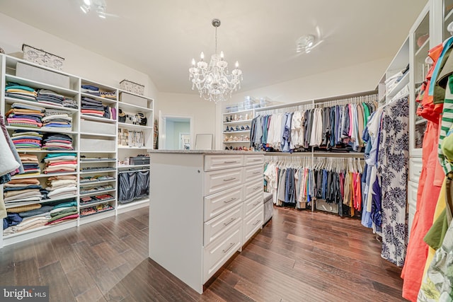 6513 Manor Ridge Ct, Falls Church, VA 22043 - walk in closet with a chandelier and dark wood-style floors