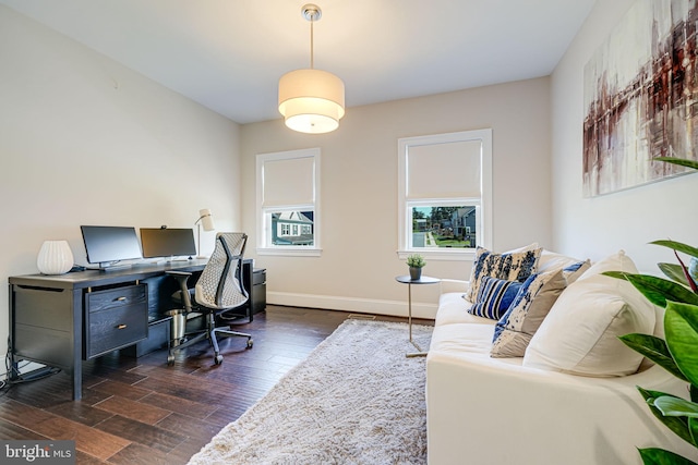 6513 Manor Ridge Ct, Falls Church, VA 22043 - office featuring dark wood-style floors and baseboards