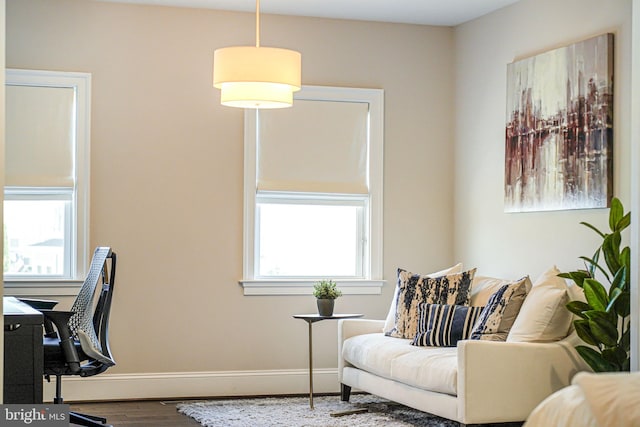 6513 Manor Ridge Ct, Falls Church, VA 22043 - home office featuring wood finished floors, plenty of natural light, and baseboards