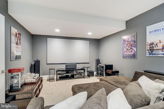 6513 Manor Ridge Ct, Falls Church, VA 22043 - carpeted home theater room featuring recessed lighting and baseboards