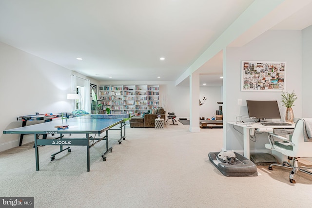 6513 Manor Ridge Ct, Falls Church, VA 22043 - playroom featuring an office area, carpet floors, recessed lighting, and baseboards