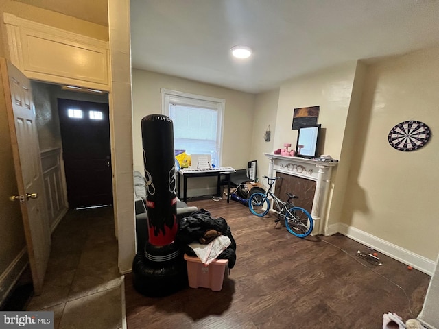 5131 Ludlow St, Philadelphia, PA 19139 - foyer with baseboards and dark wood finished floors