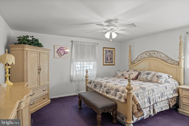 419 Saratoga Dr, Cherry Hill, NJ 08002 - bedroom featuring dark colored carpet and ceiling fan