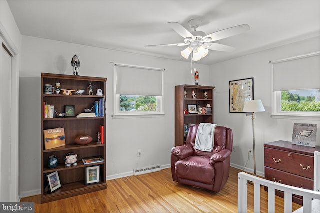 419 Saratoga Dr, Cherry Hill, NJ 08002 - living area with a ceiling fan and wood finished floors