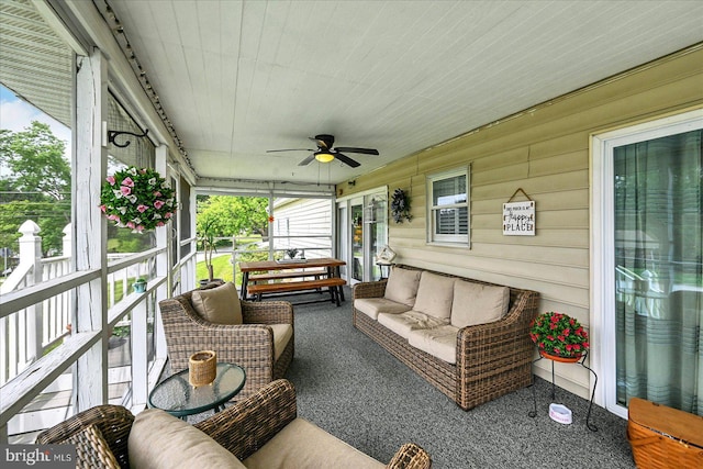11 Thomas Cir, New Freedom, PA 17349 - sunroom / solarium featuring ceiling fan, plenty of natural light, and outdoor lounge area